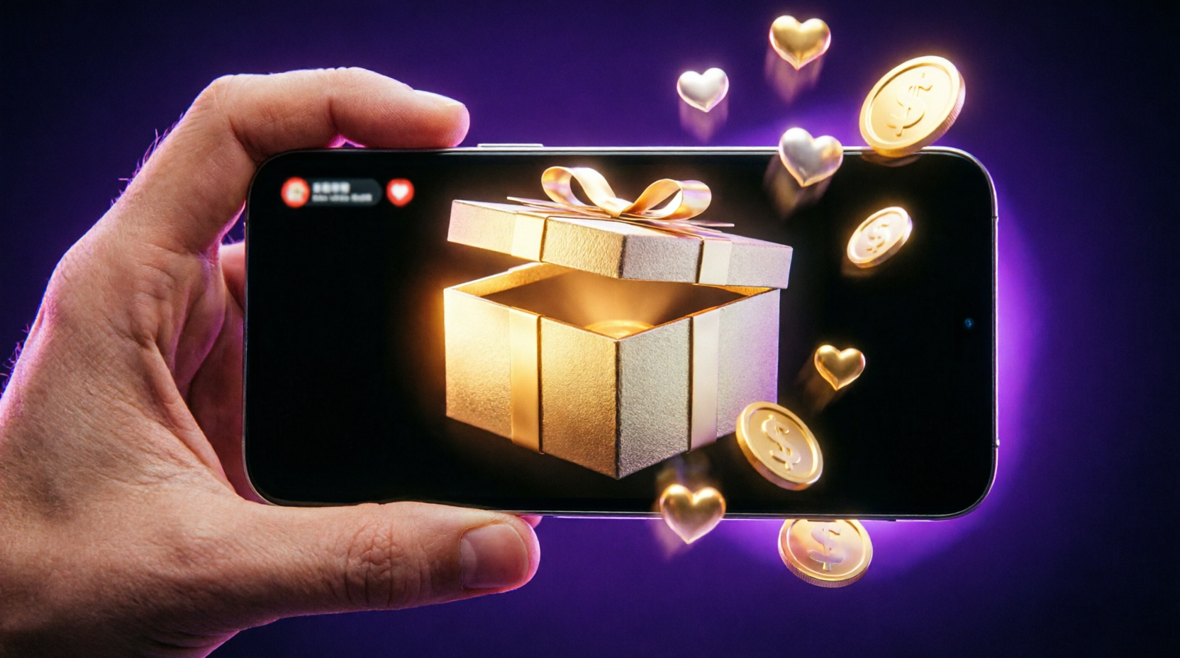 Member melakukan unboxing live kotak misteri WinShakes melalui smartphone dengan koin profit